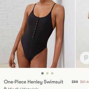 NWT UpWest Henley one piece swimsuit - black